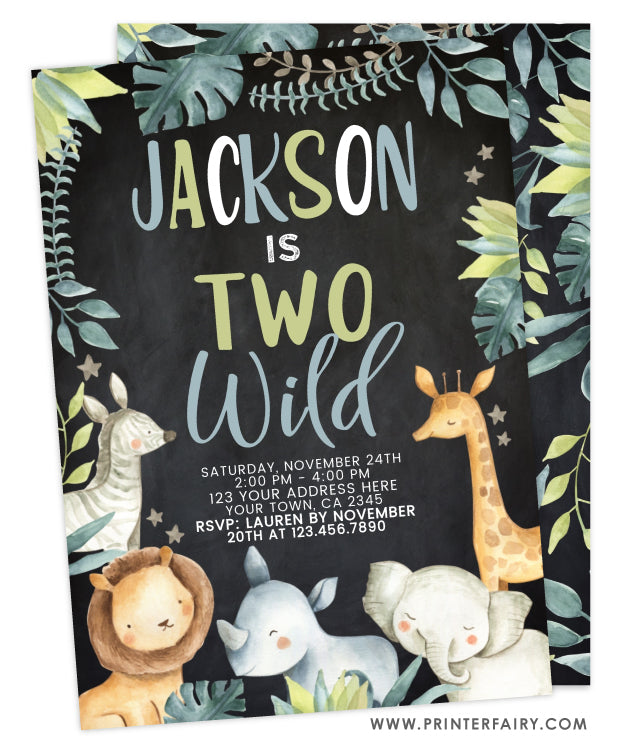 Two Wild Jungle Birthday Invitation