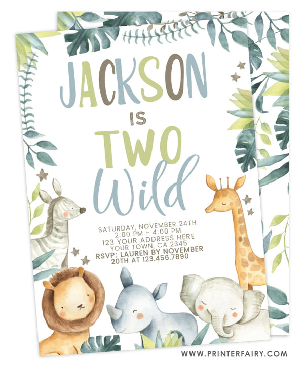 Two Wild Jungle Birthday Invitation