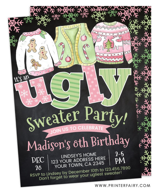 Ugly christmas 2025 sweater birthday party