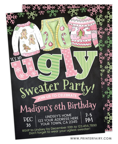 Ugly Sweater Birthday Party Invitation