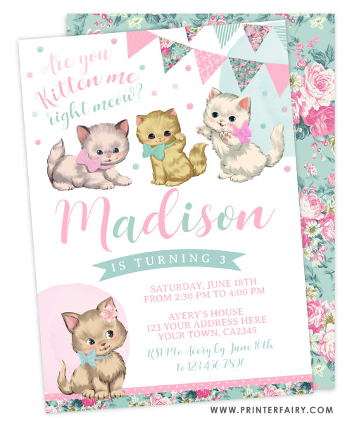 Vintage Kitties Invitation