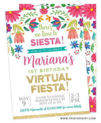 Virtual Fiesta Floral Birthday Invitation