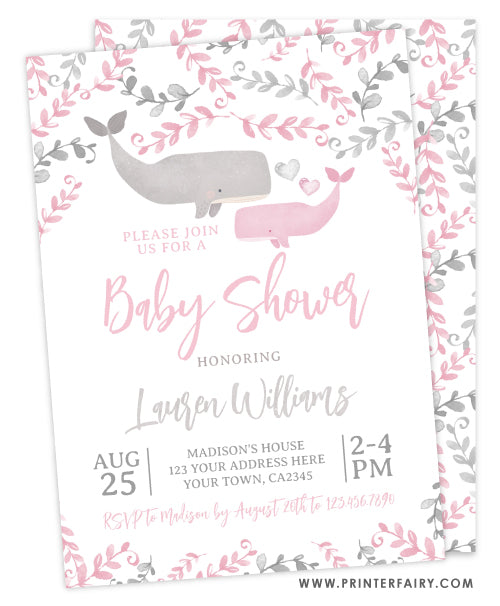 Whale Baby Shower Invitation