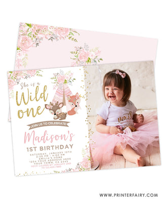 Wild One Birthday Invitation with Photo