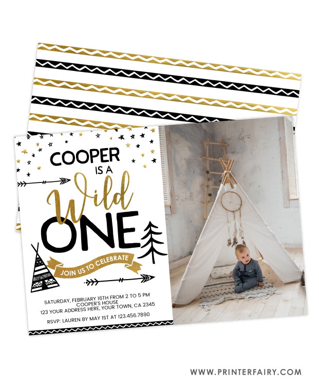 Wild One Birthday Invitation with Photo