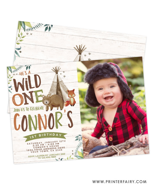 Wild One Birthday Invitation with Photo