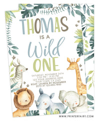 Wild One Jungle Birthday Invitation