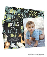 Wild One Jungle Birthday Invitation with Photo