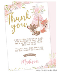 Wild One Woodland Thank You Card