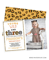 Wild & Three Birthday Invitation with Photo