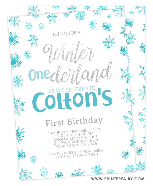 Winter ONEderland Birthday Invitation