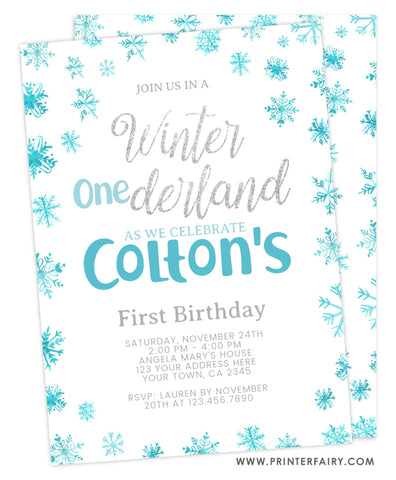 Winter ONEderland Birthday Invitation