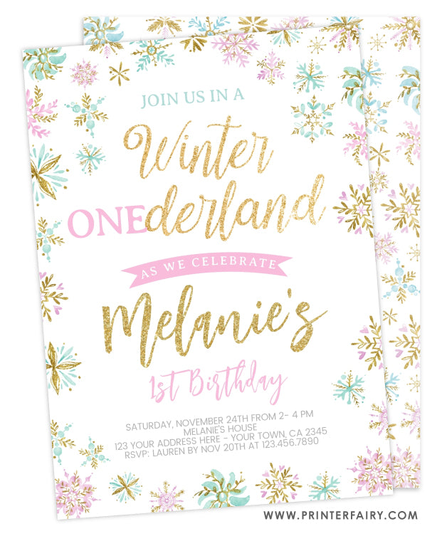 Winter ONEderland Birthday Invitation