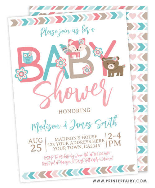 Woodland Baby Shower Invitation