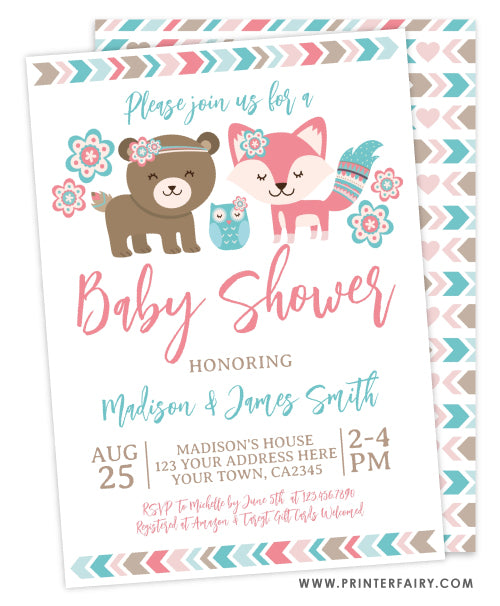 Woodland Girl BabyShower Invitation