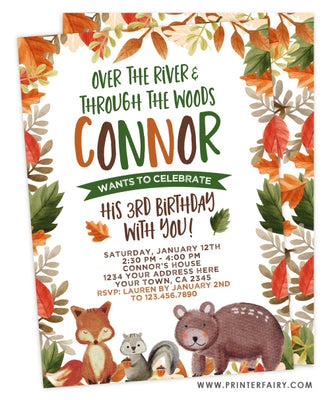 Woodland Leaves Invitation